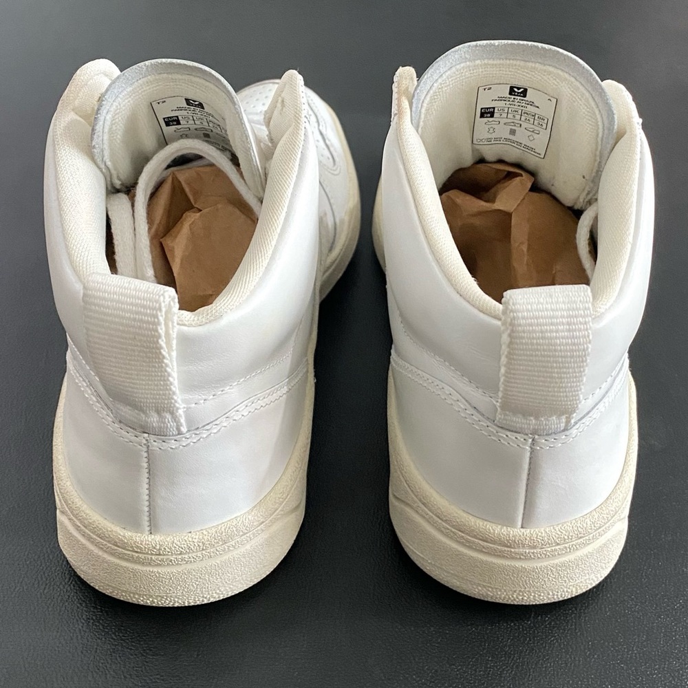 Veja V-15 White Leather Sneakers Size 7 High Tops Like New - Picture 9 of 16